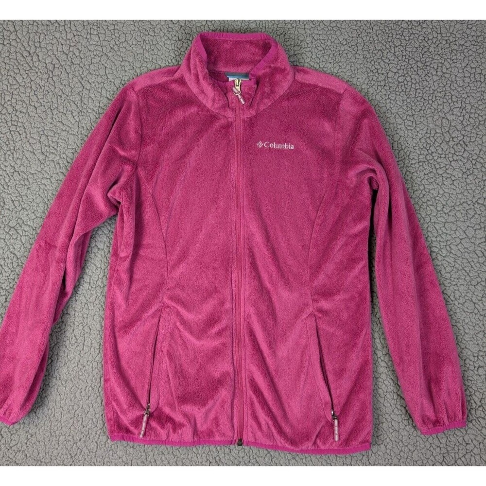 Columbia Sportswear Jacket Youth Girls L Large Pink Full Zip Fleece Mock Neck